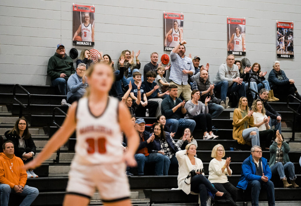 Marblehead fans cheer after Ramona Gillette sinks a layup.